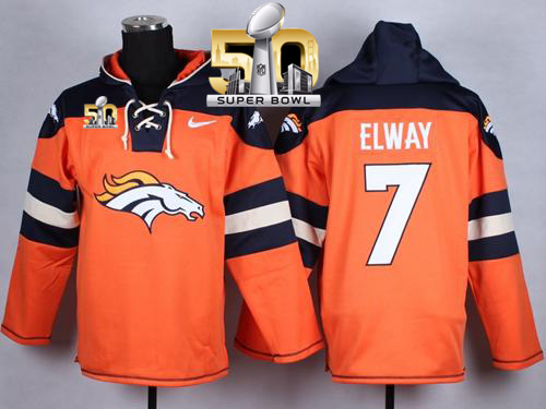 Nike Broncos #7 John Elway Orange Super Bowl 50 Player Pullover NFL Hoodie